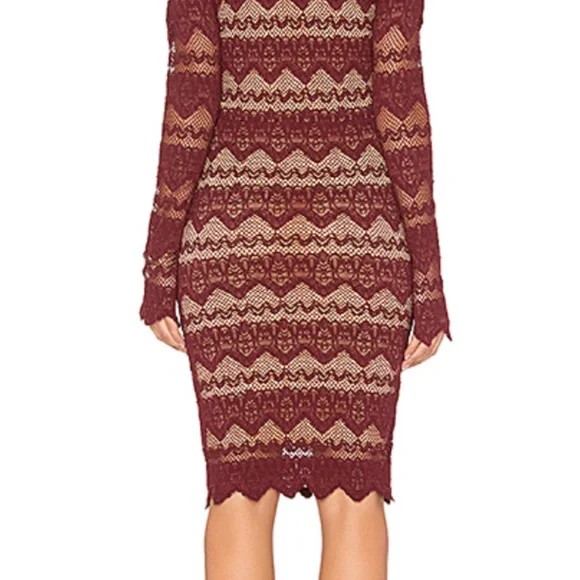 NWT NIGHTCAP SIERRA LACE V NECK Long Sleeve Dress Garnet Sz 1 - Picture 3 of 12